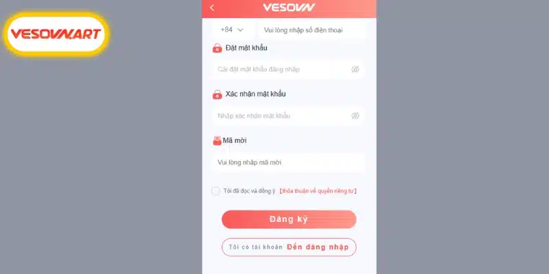 Thao tác truy cập trang chủ đăng ký VESOVN